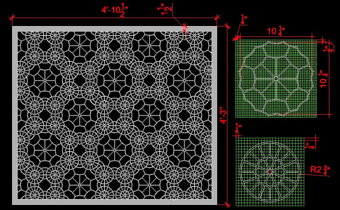 CNC Laser Cut Jali Design in DWG- CAD Block